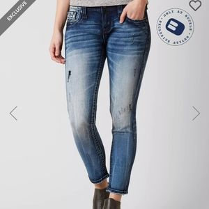 ROCK REVIVAL Moon Ankle Skinny Stretch Distressed Jeans Womens Size 24 Pre-owned